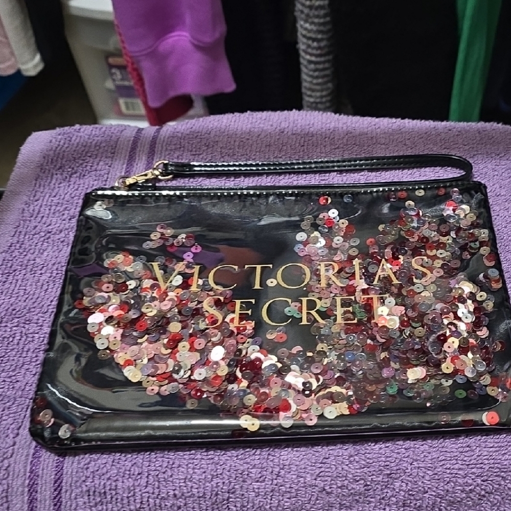 Victoria's Secret Black Sequin Pouch